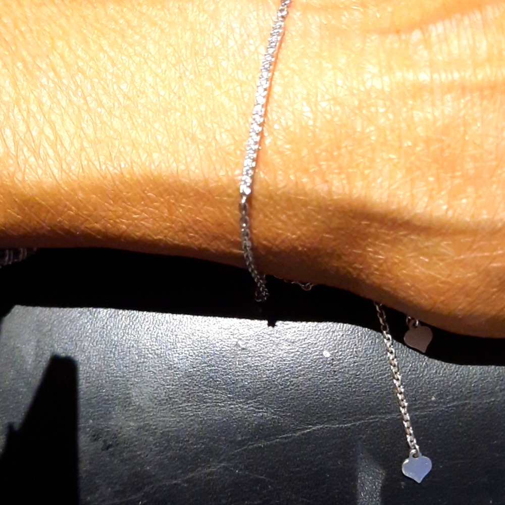AUTHENTIC GENUINE SOLID STERLING SILVER CZ BAR BRACELET ADJUSTABLE BOLO 3"-8.5"